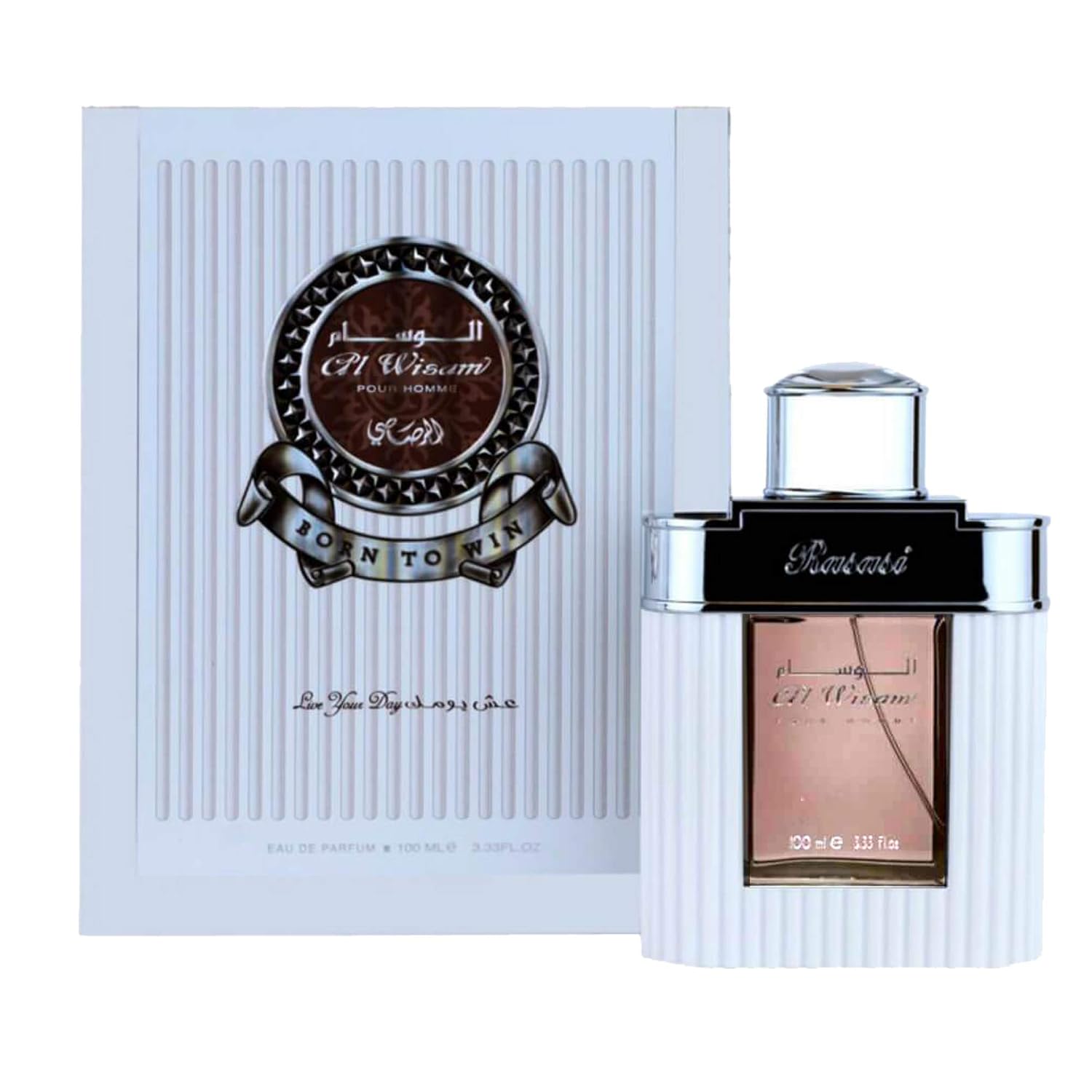 Rasasi Al Wisam Day Born to Win Eau de Parfum Spray for Men, 3.38 Oz (100ml)