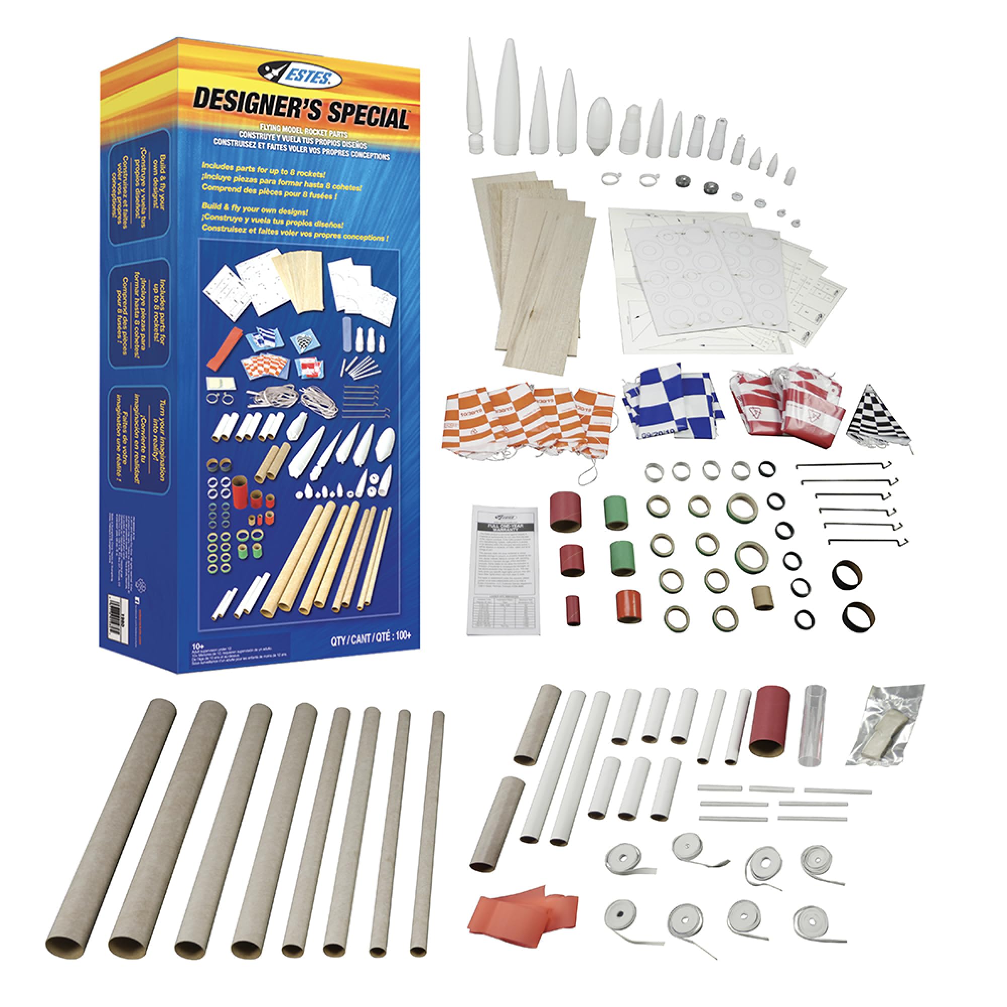Estes 1980 Designers Special Rocket Model Parts, Intermediate, Over 100 Parts