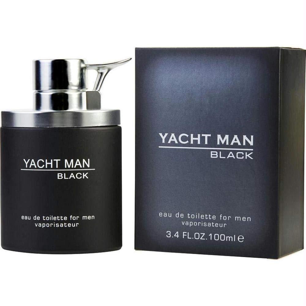 Yacht Man Black Eau de Toilette Men Fresh Woody Scent 3.4 oz Spray