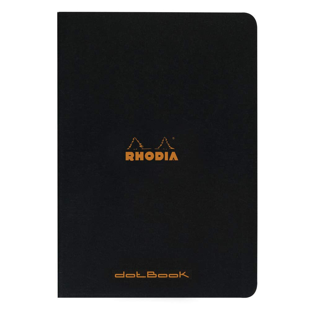 Cuaderno Rhodia Slim de encuadernación con grapas - Cuadrícula de puntos, 48 ​​hojas - 8 1/4 x 11 3/4 - Tapa negra