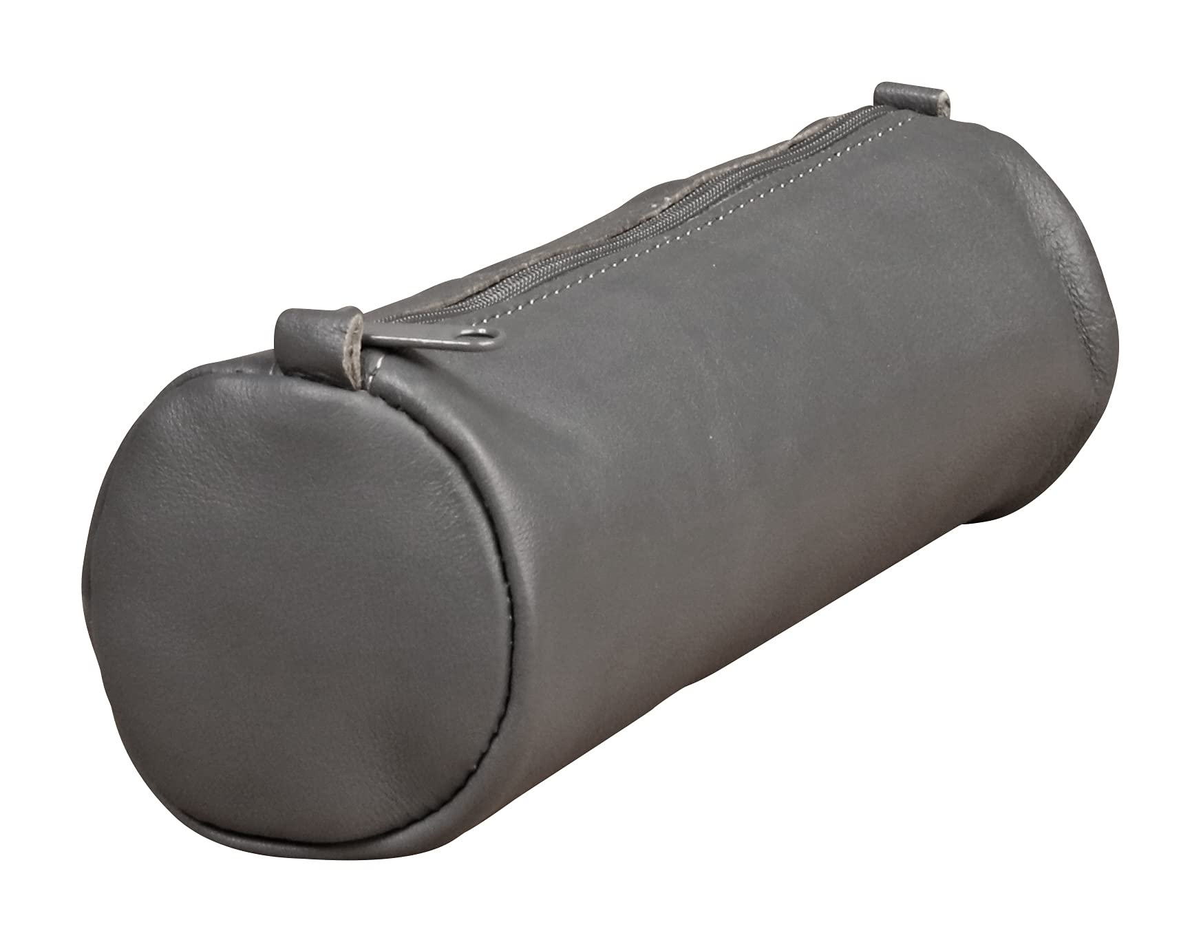 Clairefontaine Leather Round Pencil Case - 8 1/2 x  2 1/2 - Grey