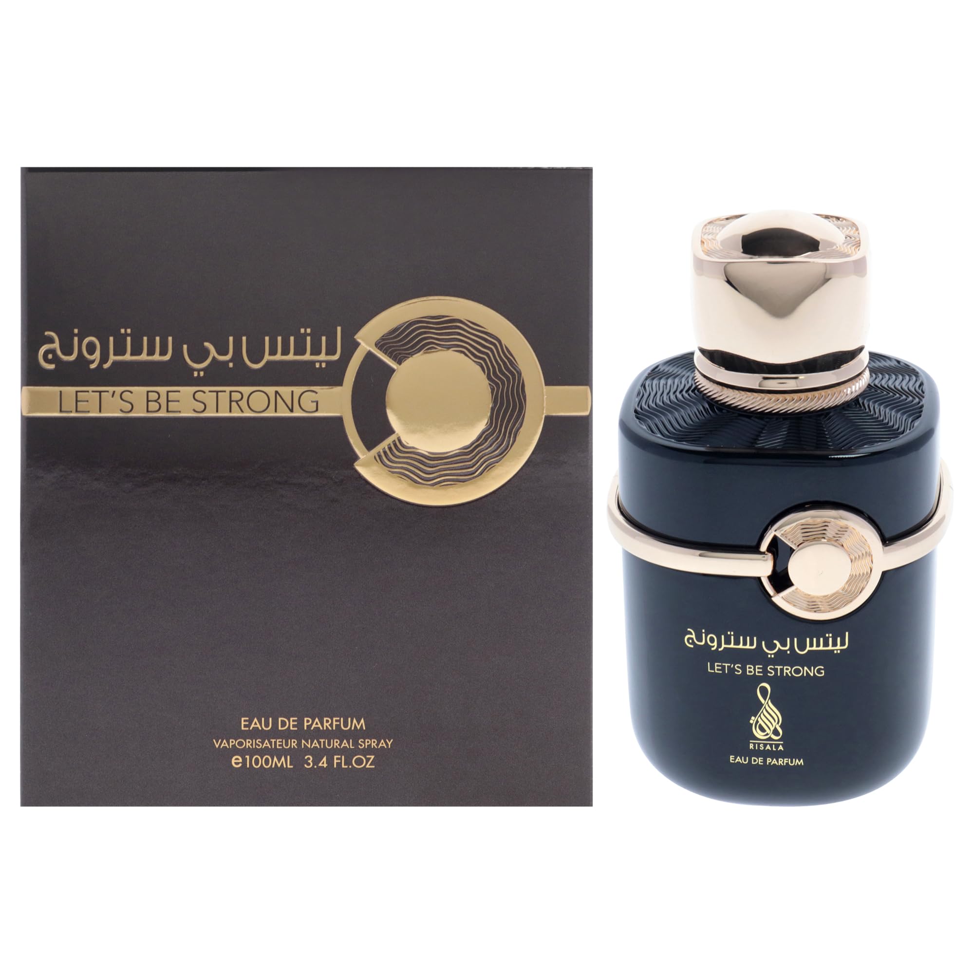 Risala Lets Be Strong Eau de Parfum for Men, Woody Floral Spicy Fragrance with Chestnut Sage Oud and Vanilla, 3.4 oz Spray