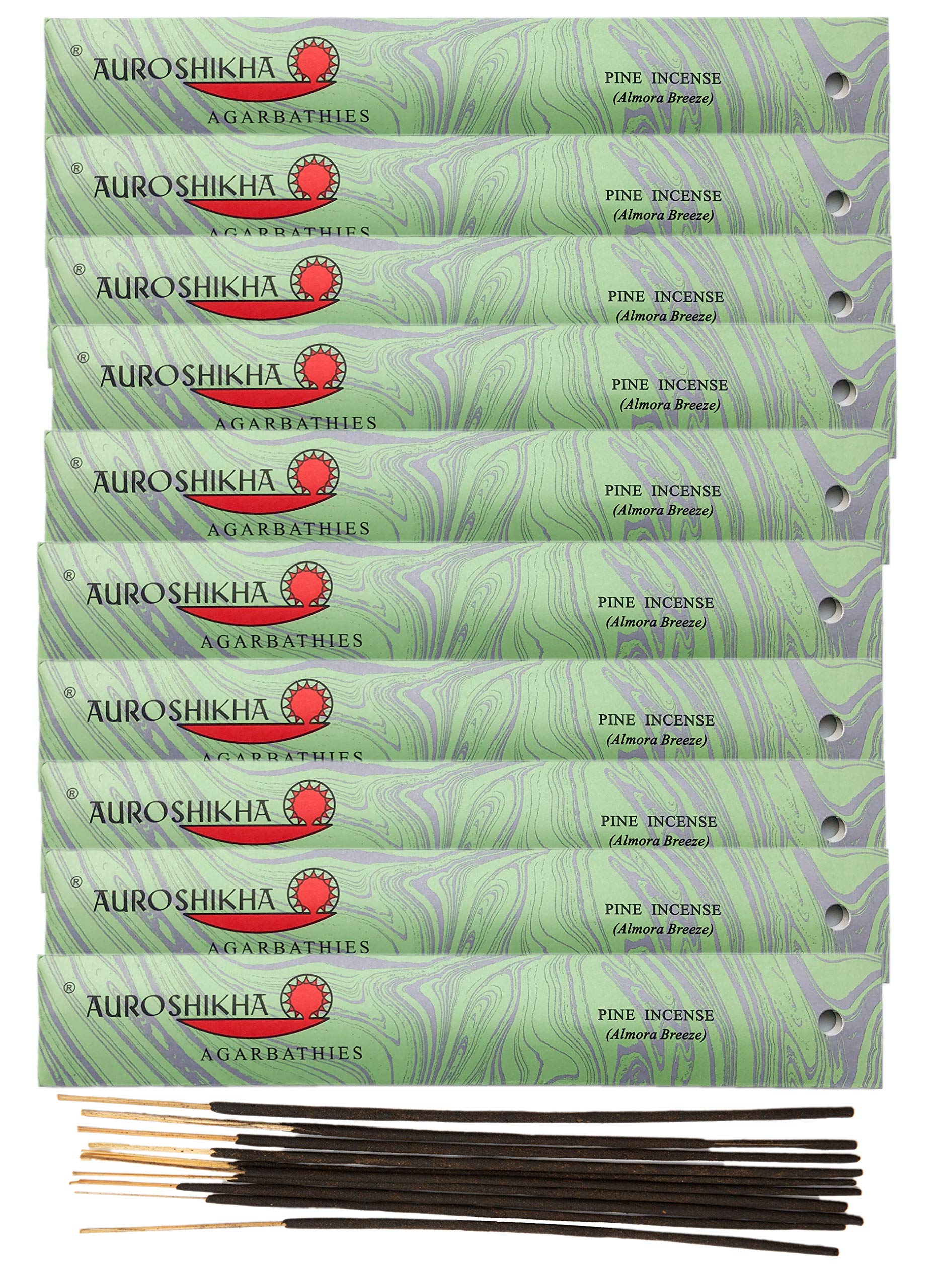 (Paquete de 10) Incienso de pino Auroshikha, 10 varillas