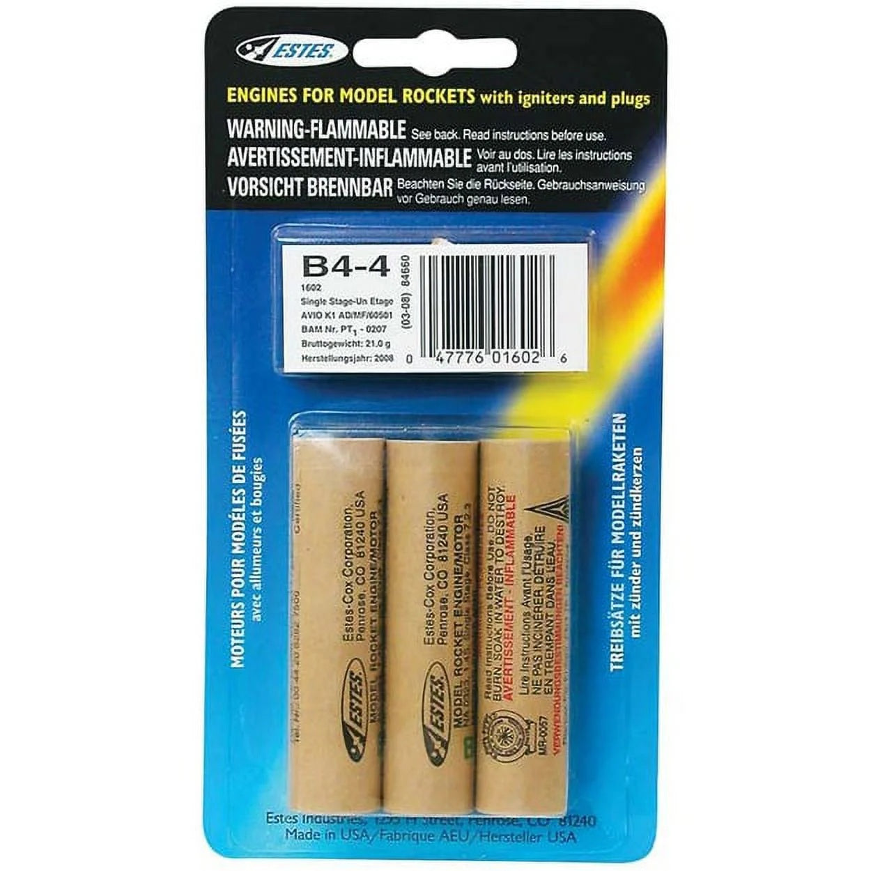 Estes B4-4 Model Rocket Engines 3 Pack