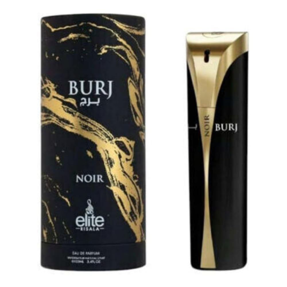 Risala Elite Burj Noir Eau de Parfum Unisex, Oriental Floral Spicy Fragrance with Citrus Lavender Woods Vanilla and Amber, 3.4 oz Spray