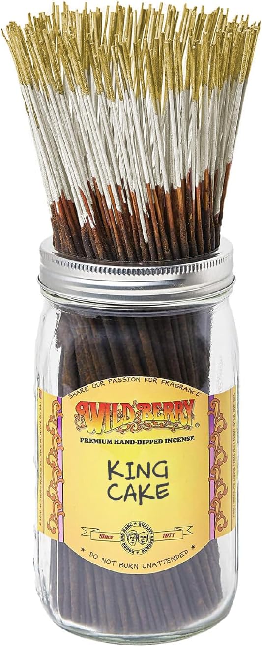 Wild Berry King Cake Incense Sticks, 100 Count Hand-Dipped Aromatic Incense