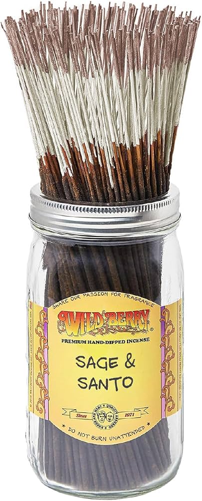 Wild Berry Sage & Santo Incense Sticks, 100 Count Hand-Dipped Aromatic Incense