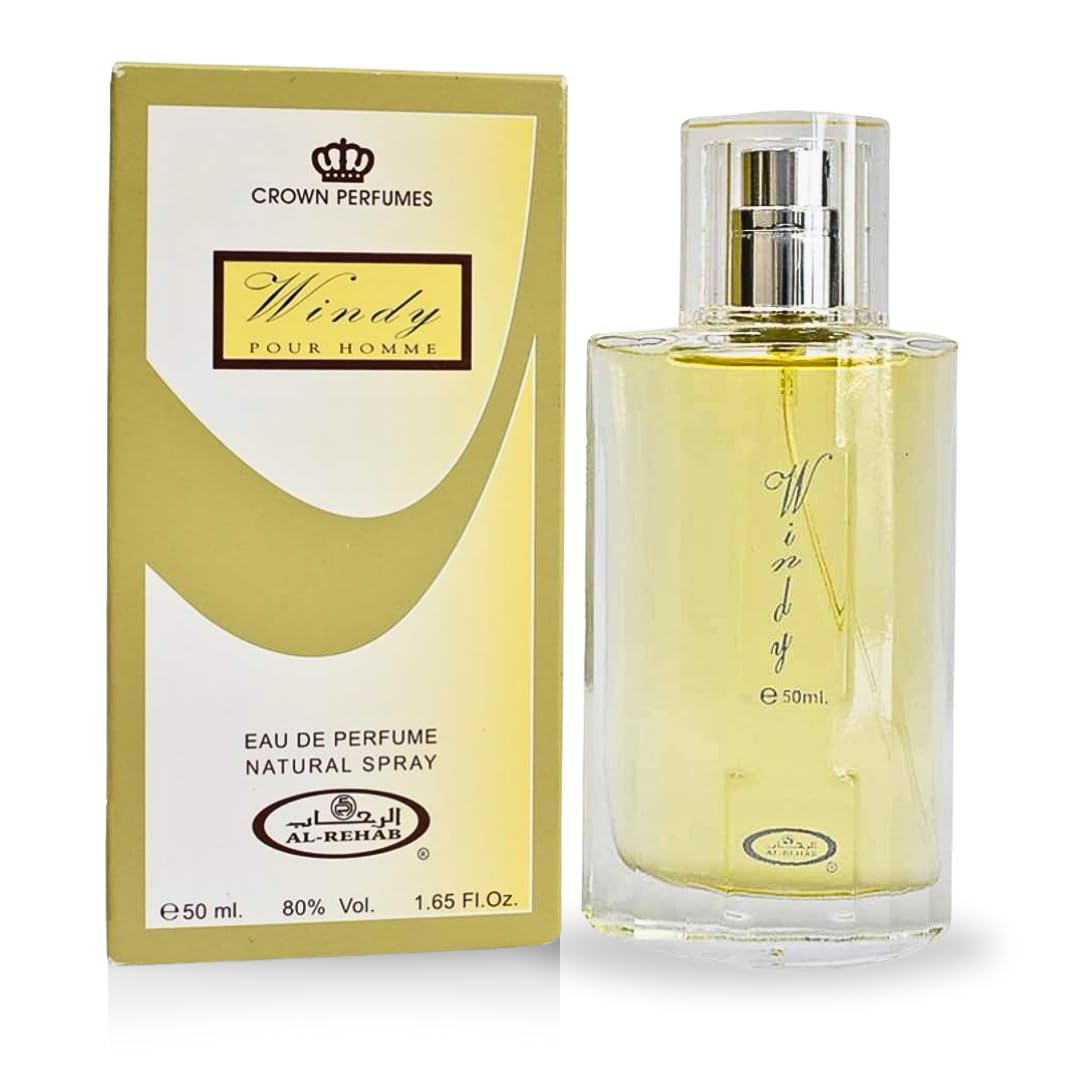 Al Rehab Windy Pour Homme Eau de Parfum Spray, 1.65 Fl Oz (50 ml)