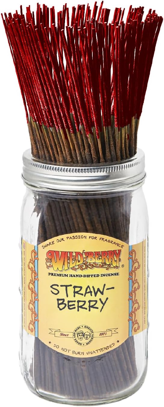 Wild Berry Strawberry Incense Sticks, 100 Count Hand-Dipped Aromatic Incense