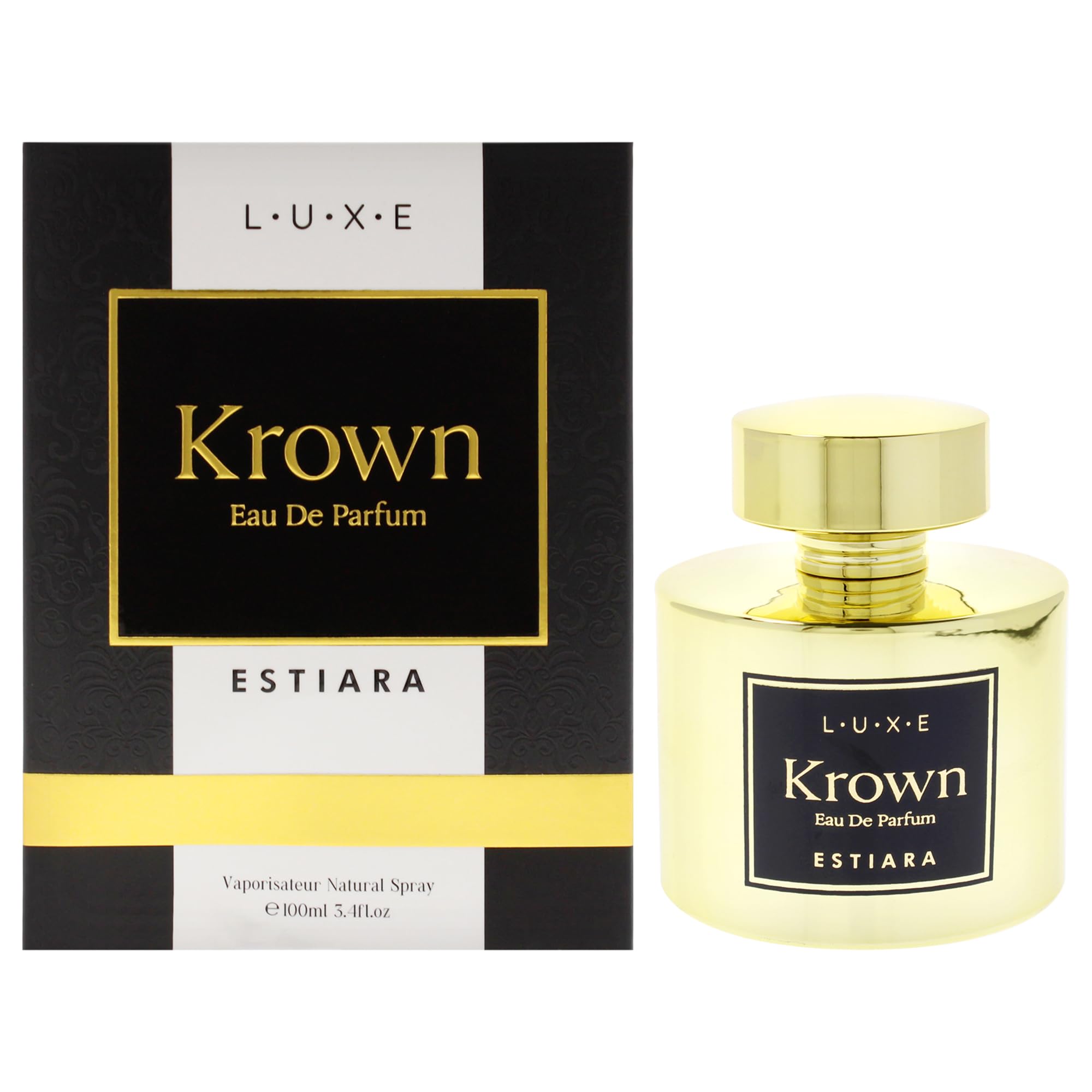 Luxe Estiara Krown Eau de Parfum for Women, Floral Fruity Fragrance with Passionfruit Pear Vanilla and Musk, 3.4 oz Spray