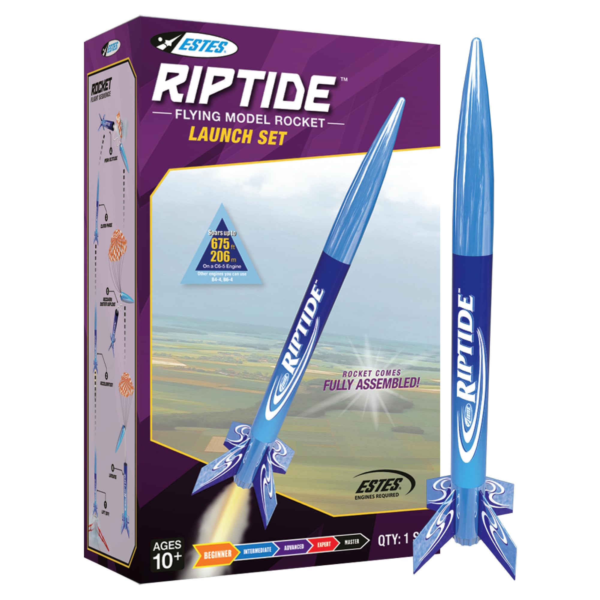 Estes 1403 Riptide Rocket Launch Set, Prebuilt Beginner Flying-Rocket-Model Set