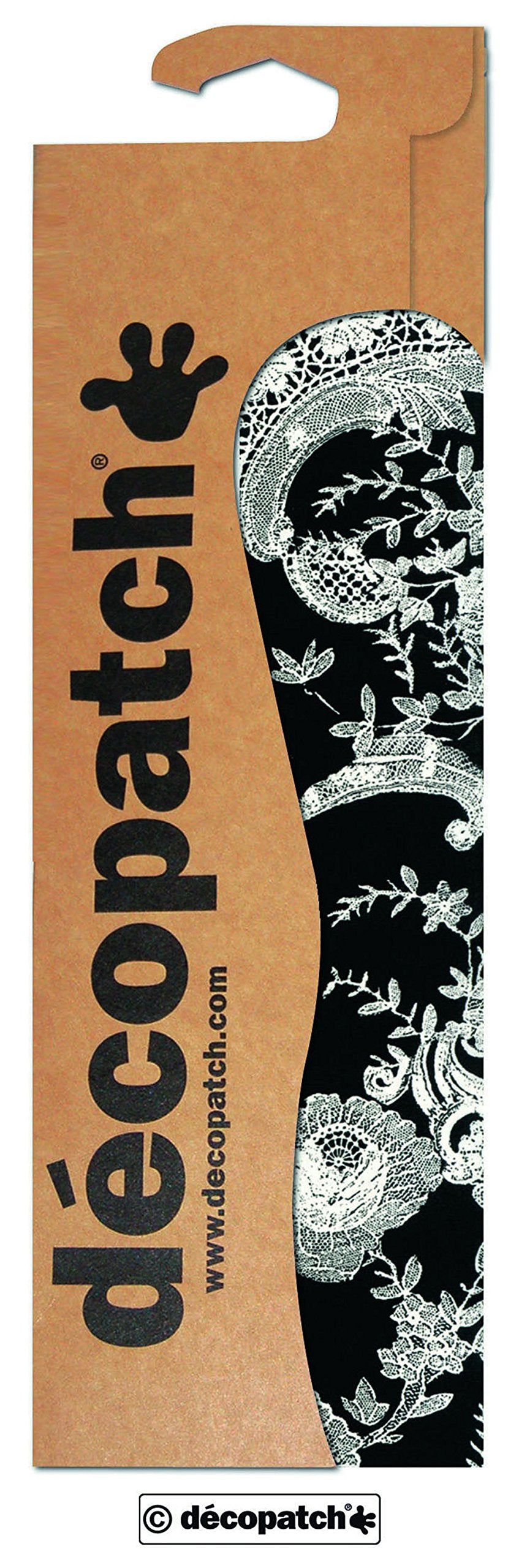 Decopatch Papers - Pack of 3 sheets - 11 3/4 x 15 3/4 - Black w/ White Lace