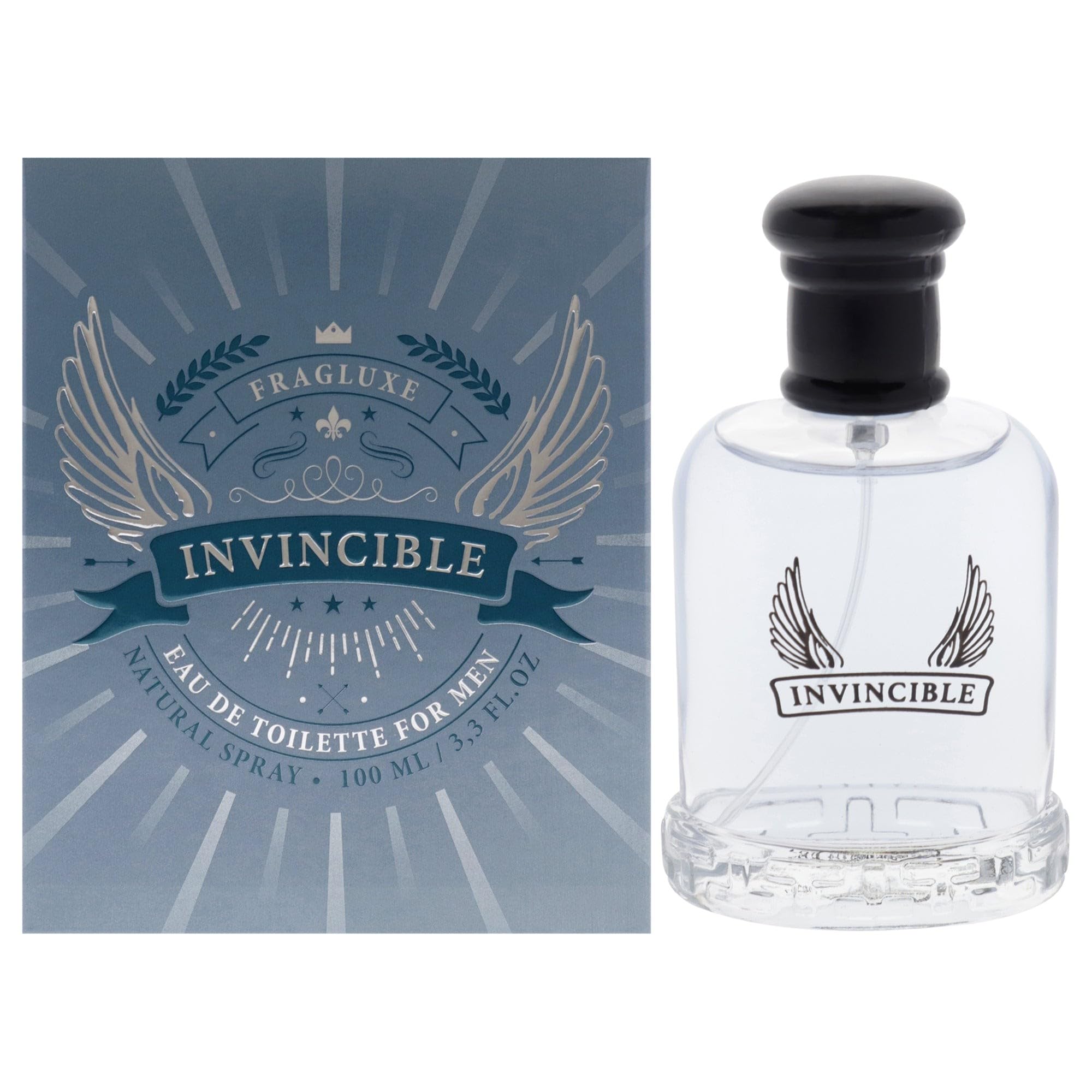 Fragluxe Invincible Eau de Toilette for Men Fresh Grapefruit Pepper Sandalwood Scent 3.3 oz Spray