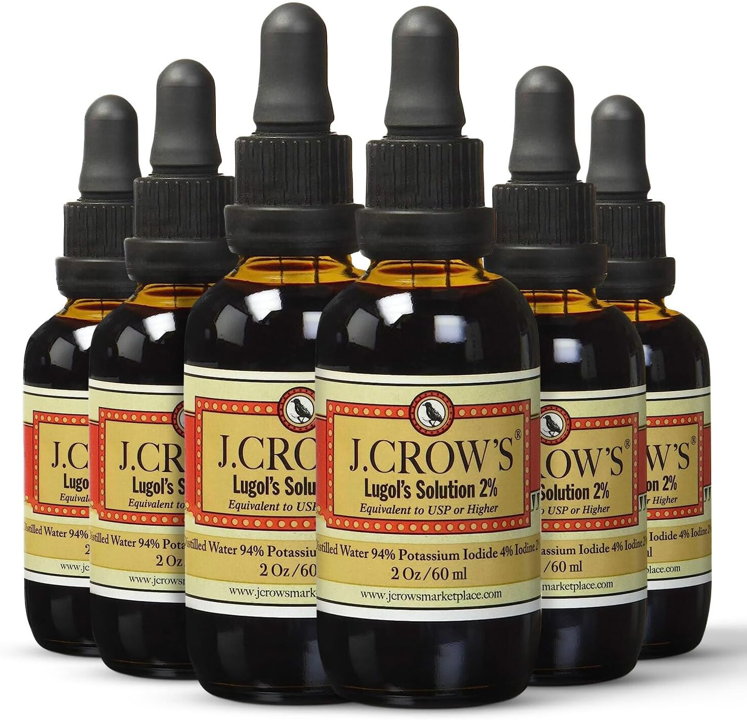 J.CROW'S Lugol's Solution of Iodine 2% 2 oz (6 Bottles)