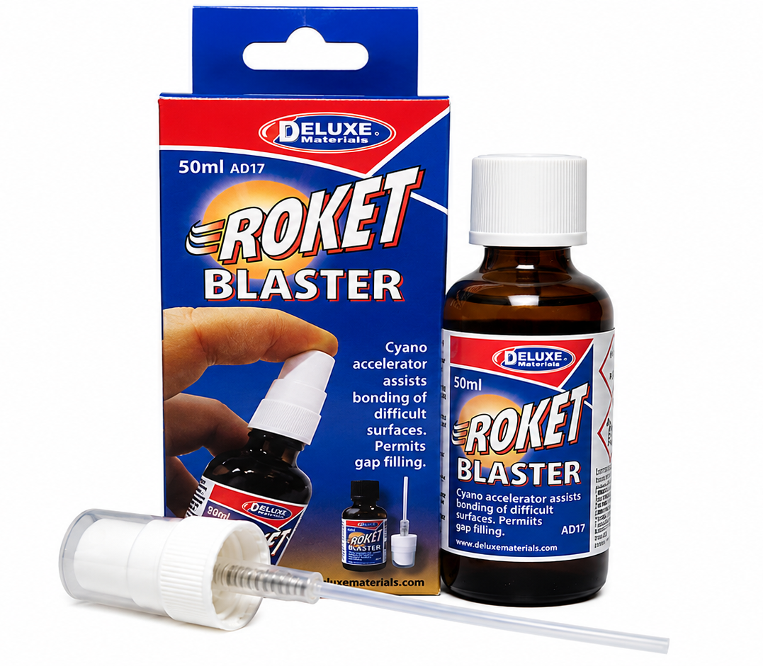 Deluxe Materials Roket Blaster CA Accelerator Spray, 50g for Cyanoacrylate Glues