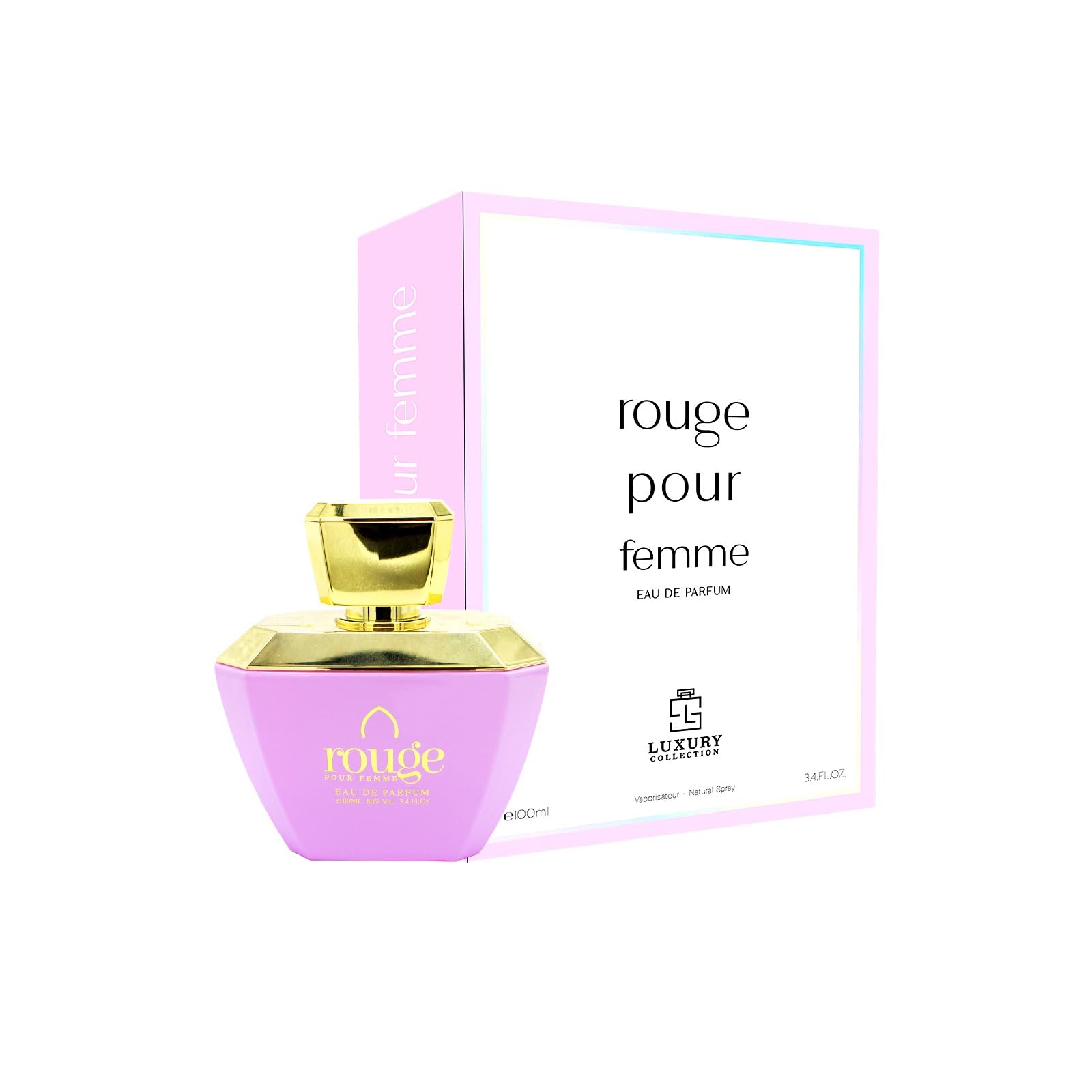 Khalis Rouge Luxury Collection Eau de Parfum for Women, Oriental Floral Fragrance with Pear Iris Jasmine Vanilla and Praline, 3.4 oz Spray
