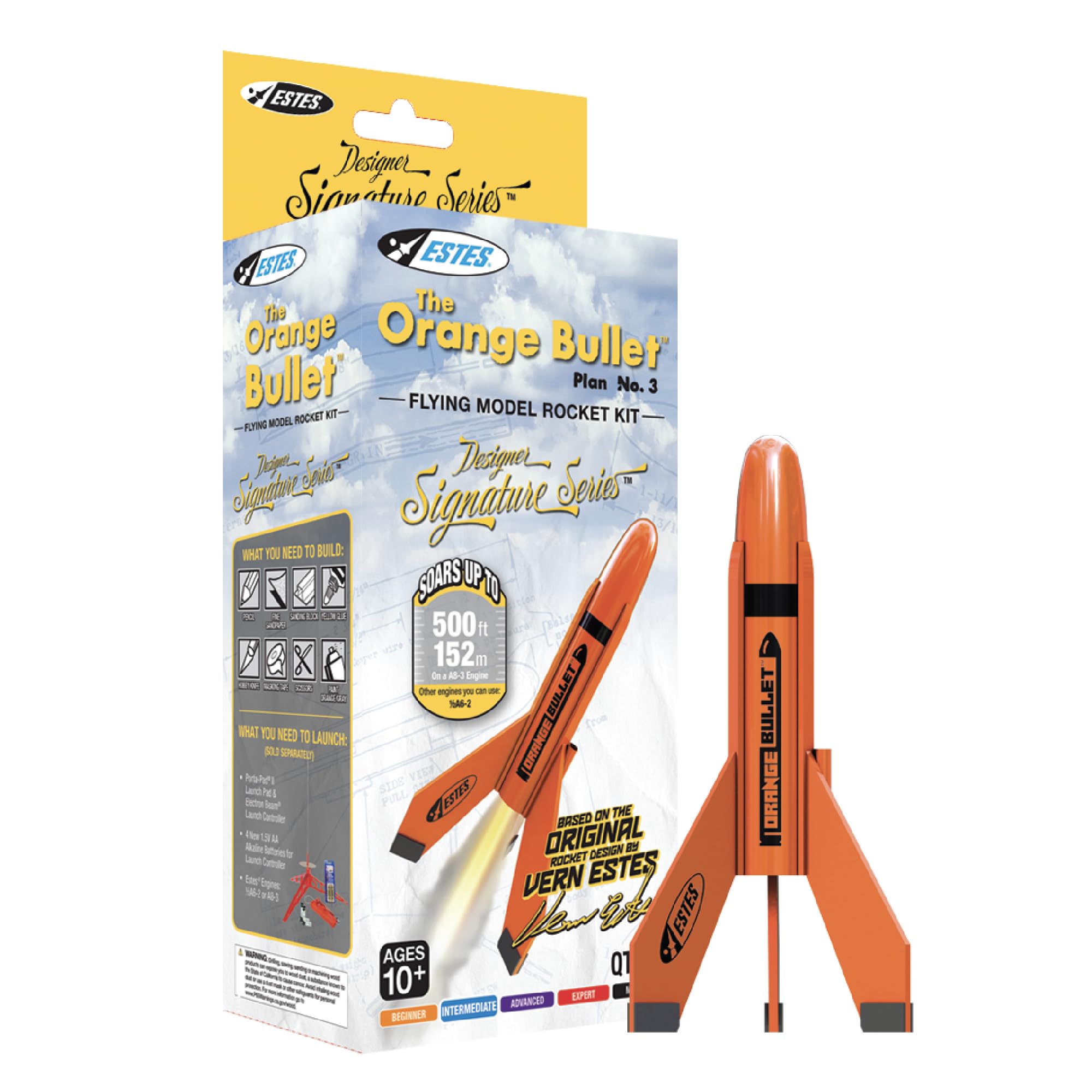 Estes 7295 Orange Bullet Rocket Building Kit - Intermediate