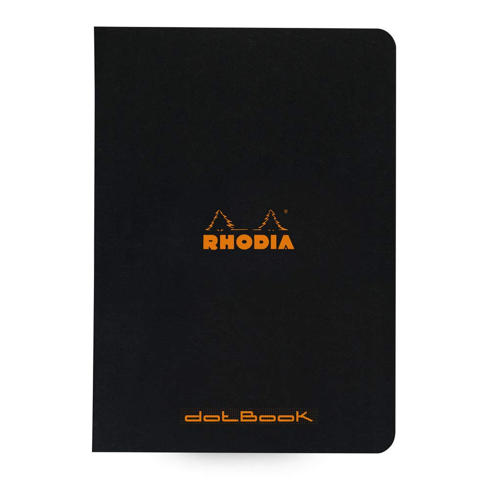 Rhodia Slim Staplebound Notebook - Dot grid 48 sheets - 6 x 8 1/4 - Black cover