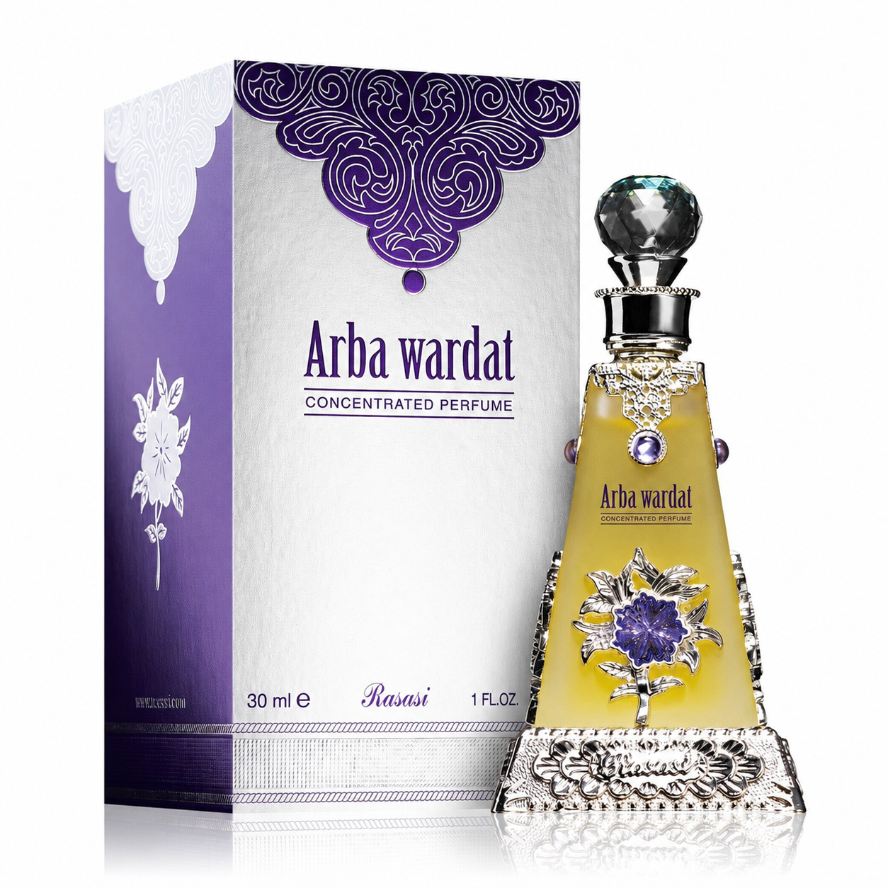 Rasasi Arba Wardat Concentrated Perfume Oil, 1.01 Oz (30ml)