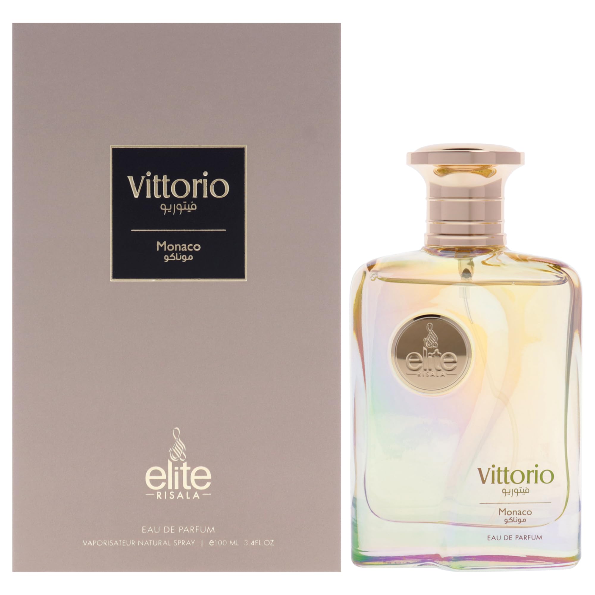 Risala Elite Vittorio Monaco Eau de Parfum Unisex, Oriental Spicy Fragrance with Citrus Lavender Vanilla and Amber, 3.4 oz Spray