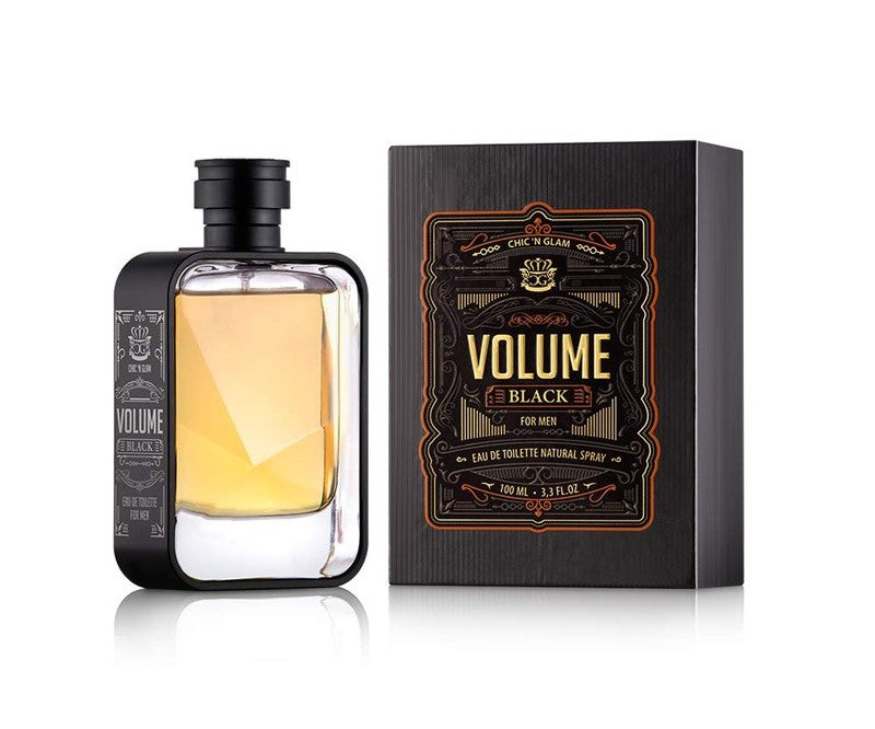 Chic N Glam Volume Black Eau de Parfum Men Woody Oriental Scent 3.3 oz Spray