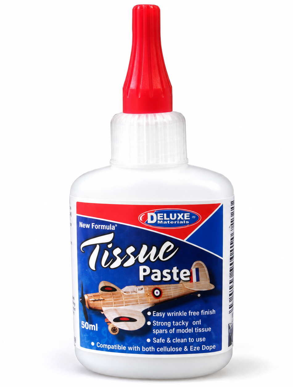 Deluxe Materials Tissue Paste Adhesive, 50ml, Clear Drying Model Aircraft Glue