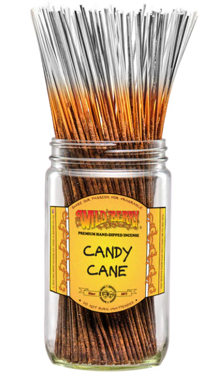 Wild Berry Candy Cane Incense Sticks, 100 Count Hand-Dipped Aromatic Incense