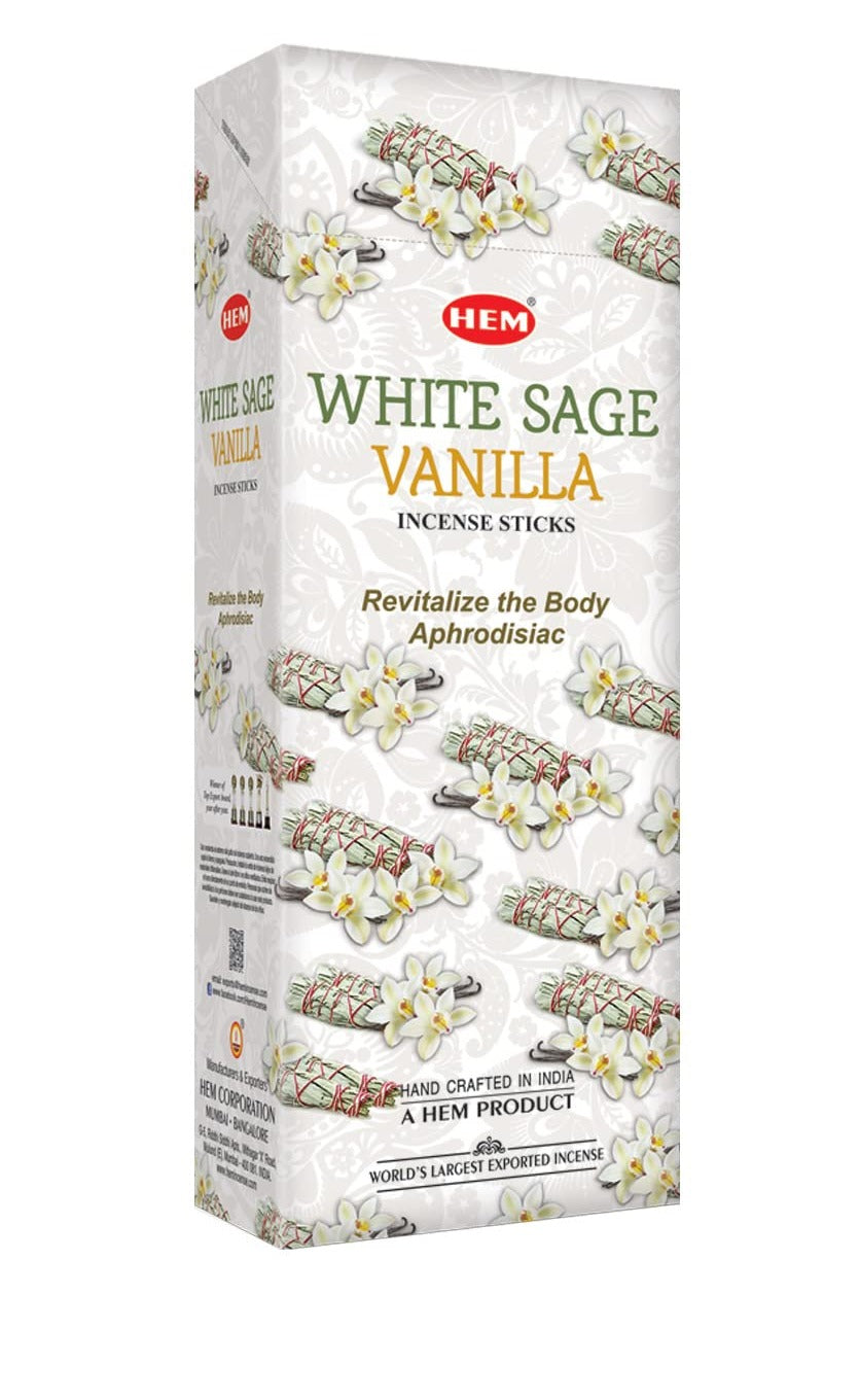 Hem White Sage Vanilla Incense Sticks - 120 Stick Bulk Box (6 Inner Tubes of 20)