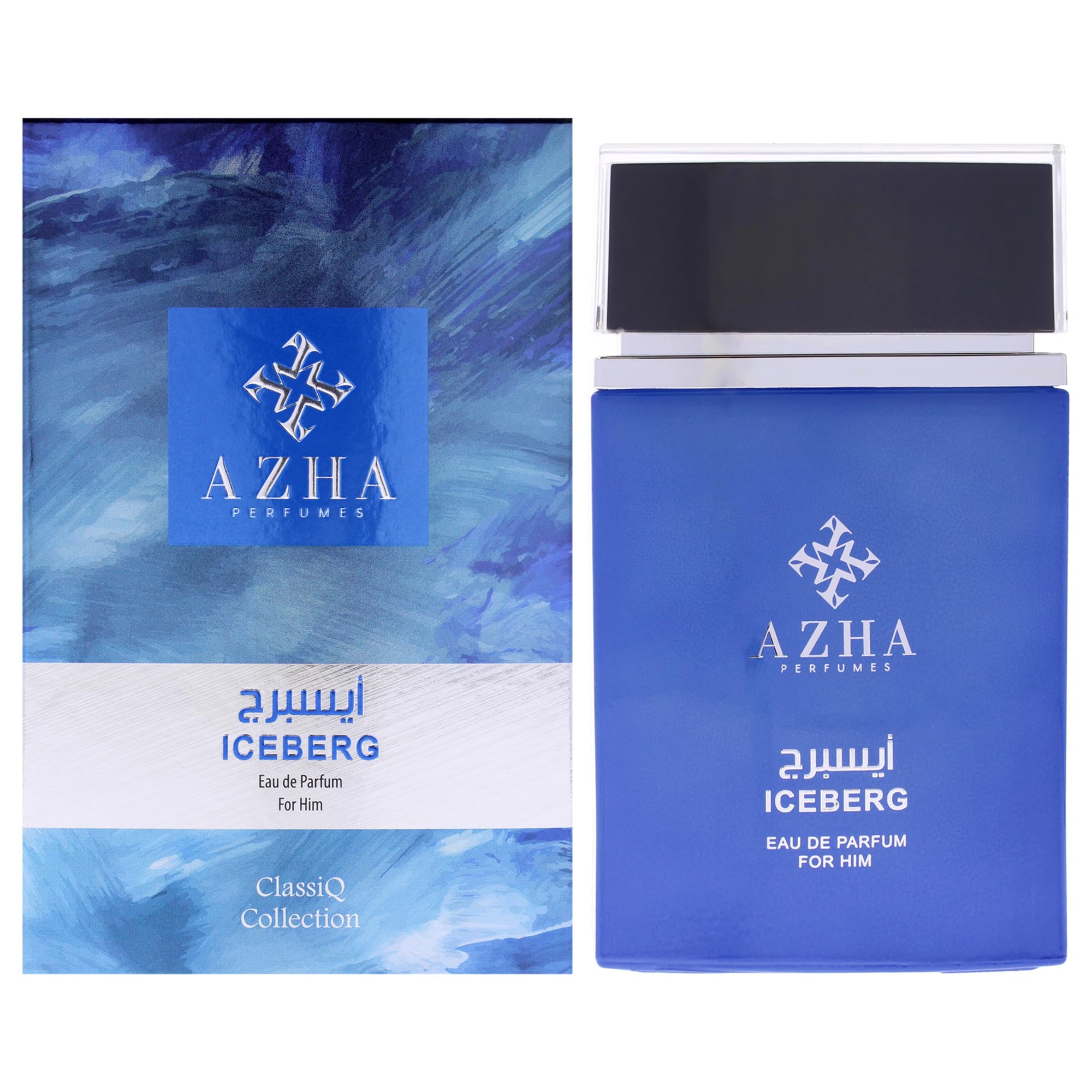 Azha Iceberg Eau de Parfum for Men, Fresh Citrus Aquatic Spicy Fragrance with Cedarwood Tonka and Ambergris, 3.3 oz Spray