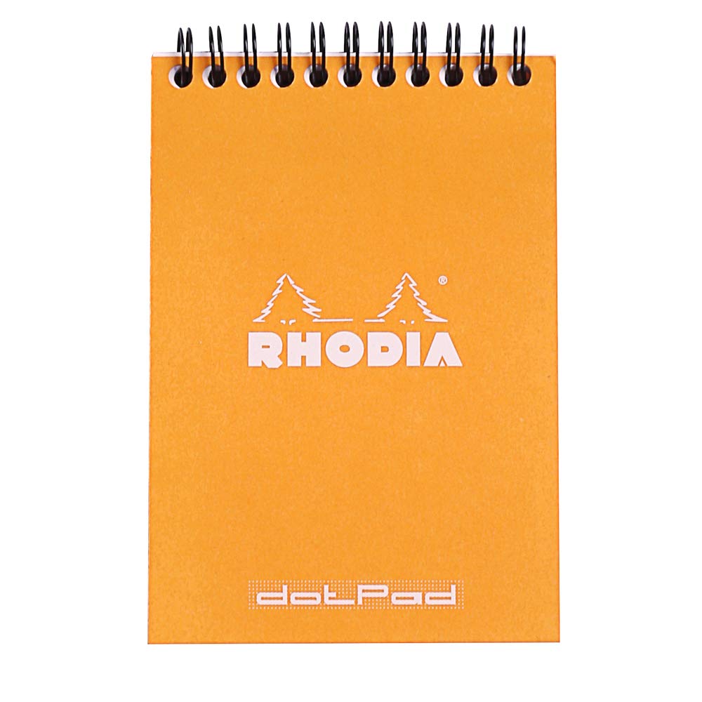 Rhodia Wirebound Notepad - Dot grid 80 sheets - 4 x 6 - Orange cover