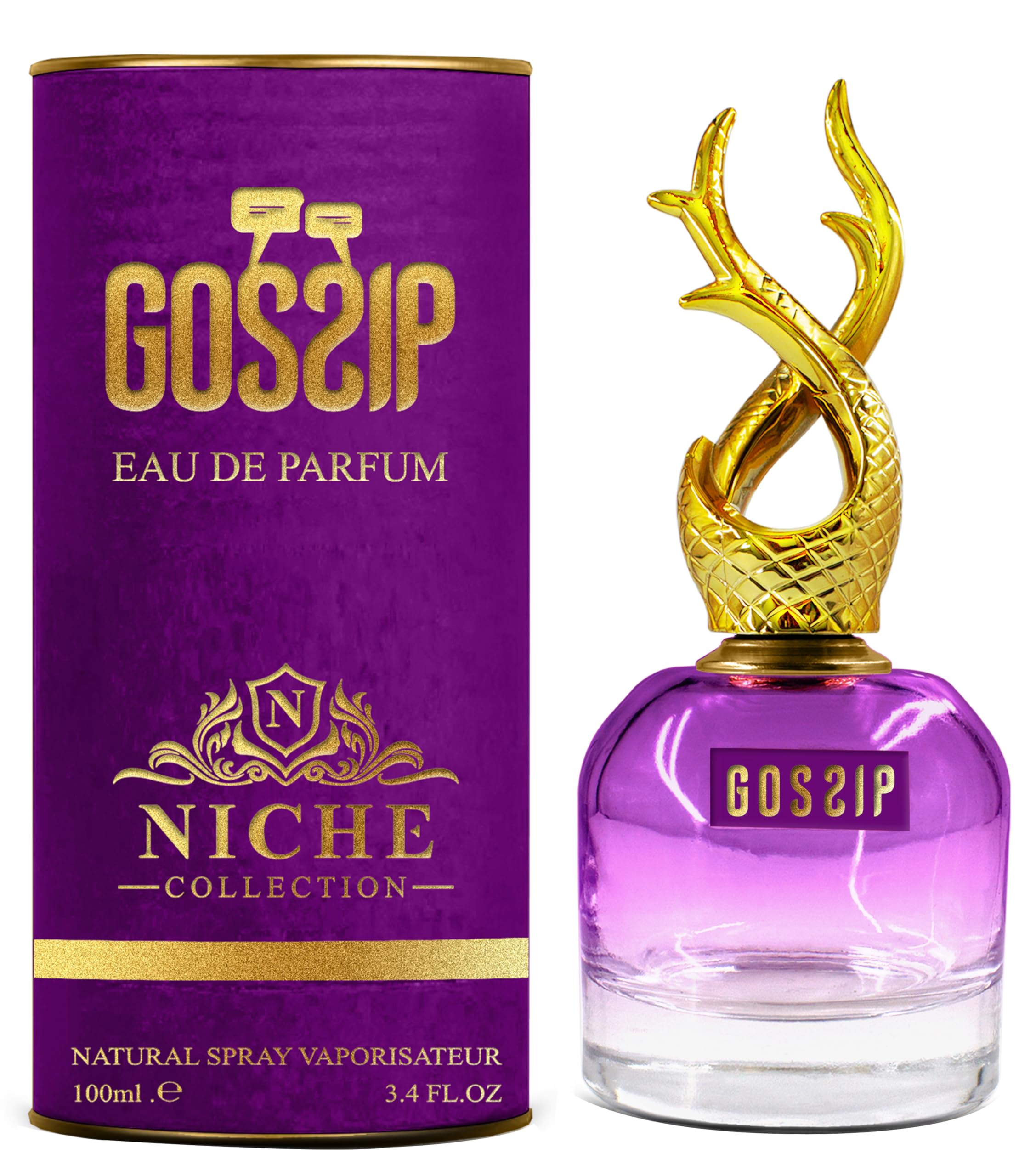 Khalis Gossip Niche Collection Eau de Parfum for Women, Fruity Floral Fragrance with Vanilla Sandalwood and Musk, 3.4 oz Spray